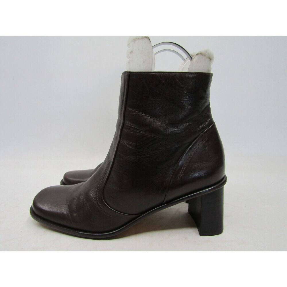 Etienne Aigner Womens Size 9 M Brown Leather Zip Ankle Fashion Boots